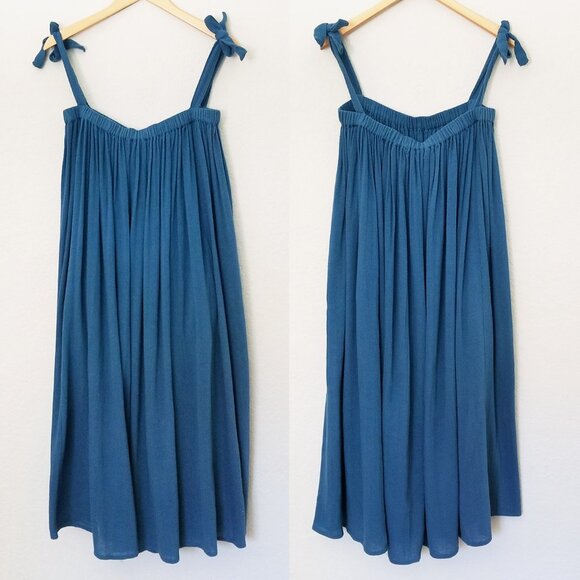 NEW World Market Teal Blue Textured Cotton Ruffle Convertible Skirt Dress OS $40 - Picture 6 of 15